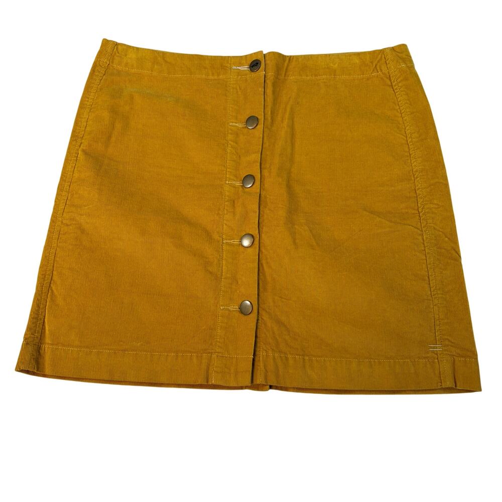 Toad & Co womens mustard corduroy button up skirt. Size 6. academic, preppy